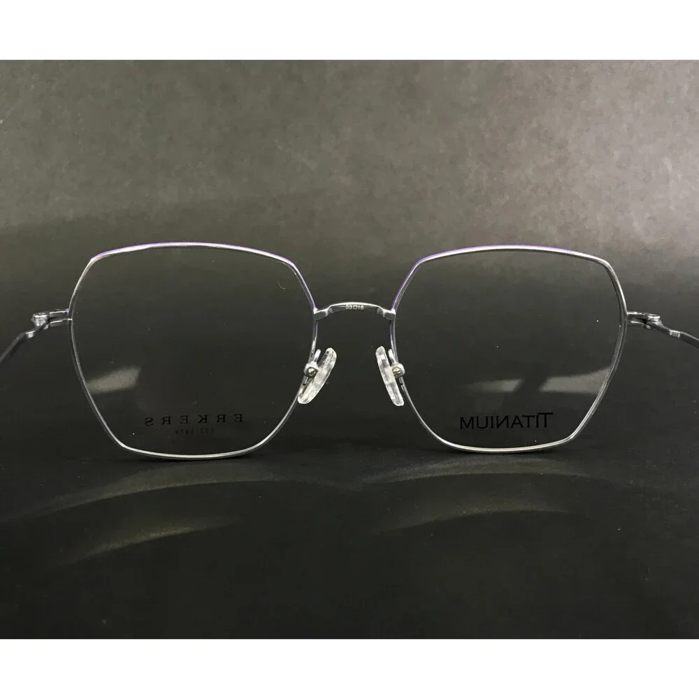 Erkers Eyeglasses Frames BROOKE Silver White Purple Hexagonal Titanium 53-18-145